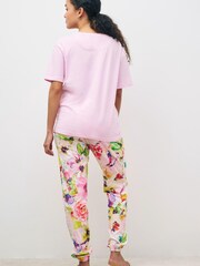 Pink Floral Watercolour Cotton Pyjamas - Image 2 of 4