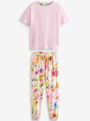 Pink Floral Watercolour Cotton Pyjamas - Image 4 of 4
