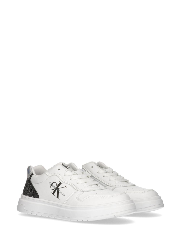 Calvin Klein Girls White Lace-Up Trainers - Image 2 of 5