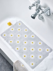 Grey Daisy Plastic In Bath Mat - Image 1 of 4