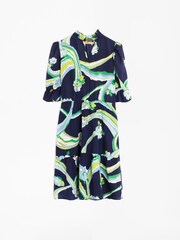 Vilagallo Blue Printed V-Neck Mini Dress - Image 3 of 4