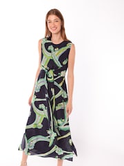 Vilagallo Blue Print Sleeveless Tie Front Dress - Image 2 of 4