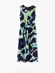 Vilagallo Blue Print Sleeveless Tie Front Dress - Image 3 of 4