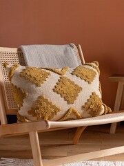 furn. Yellow Lamar Geometric Tufted Loop Cotton Cushion - Image 1 of 7