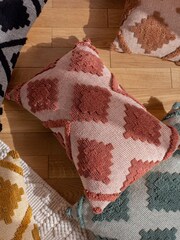 furn. Yellow Lamar Geometric Tufted Loop Cotton Cushion - Image 6 of 7