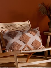furn. Brown Lamar Geometric Tufted Loop Cotton Cushion - Image 1 of 7