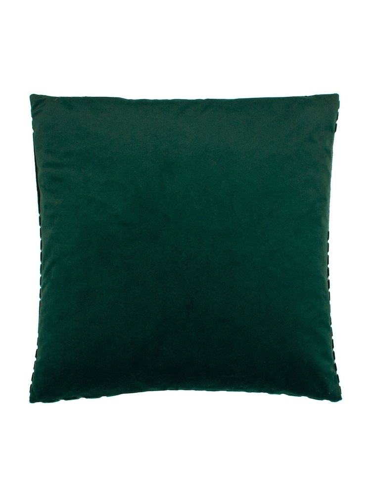 Riva Paoletti 2 Pack Green Evoke Geometric Cut Velvet Cushions - Image 2 of 6