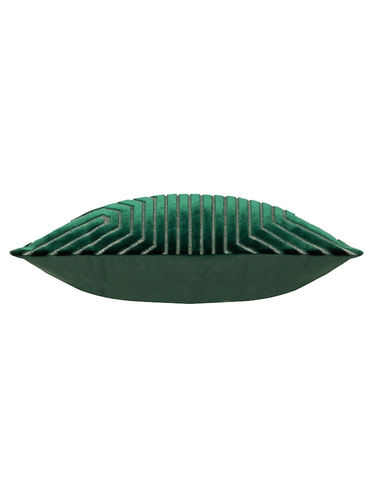 Riva Paoletti 2 Pack Green Evoke Geometric Cut Velvet Cushions - Image 3 of 6