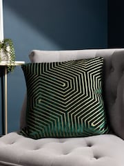 Riva Paoletti 2 Pack Green Evoke Geometric Cut Velvet Cushions - Image 5 of 6