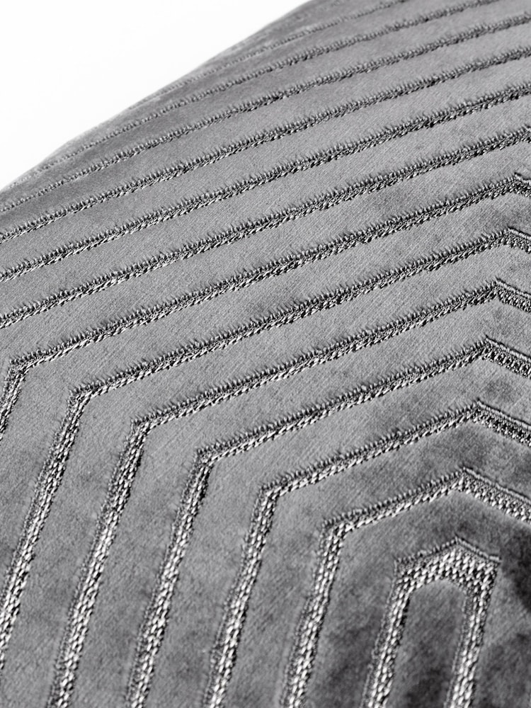 Riva Paoletti Grey Evoke Geometric Cut Velvet Cushion 2 Pack - Image 4 of 6