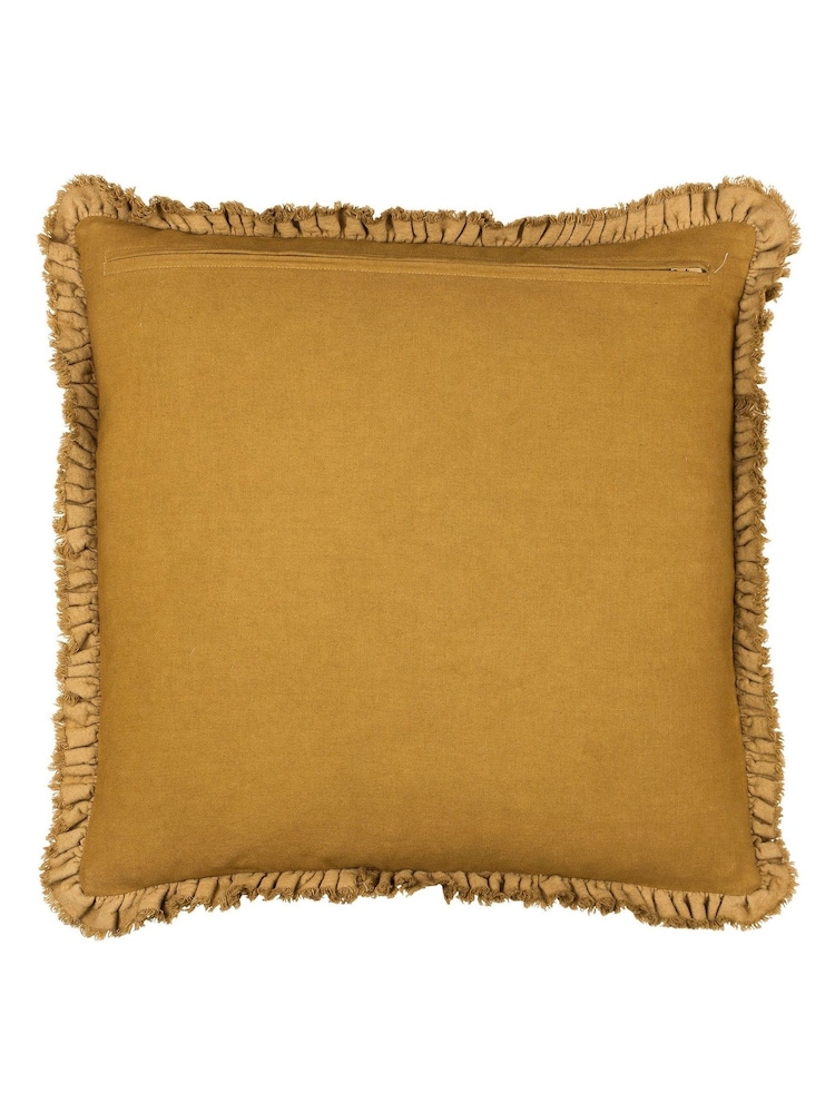 Yard Saffron Yellow 45 x 45cm Bertie 100% Washed Cotton Velvet Cushion - Image 3 of 7
