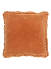 Yard Rust Orange 45 x 45cm Bertie 100% Washed Cotton Velvet Cushion - Image 2 of 8