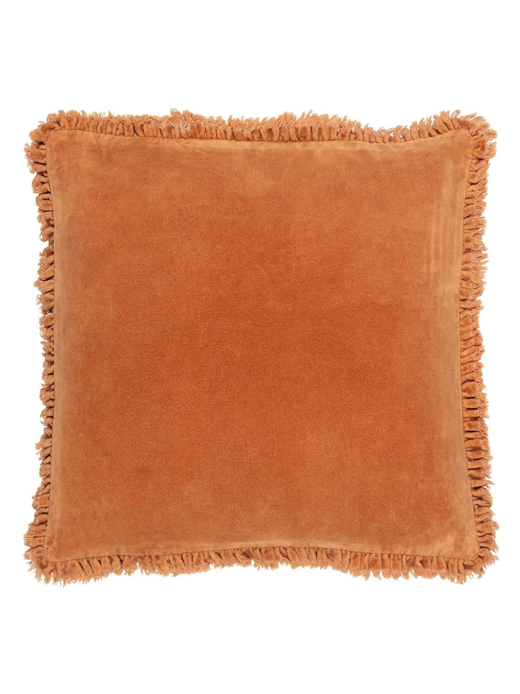 Yard Rust Orange 45 x 45cm Bertie 100% Washed Cotton Velvet Cushion - Image 2 of 8