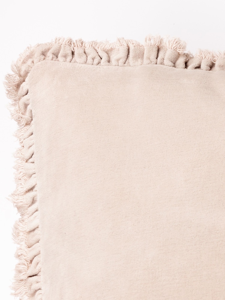 Yard Natural Beige 45 x 45cm Bertie 100% Washed Cotton Velvet Cushion - Image 4 of 7