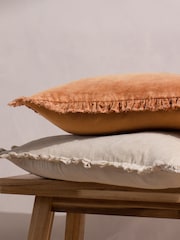 Yard Natural Beige 45 x 45cm Bertie 100% Washed Cotton Velvet Cushion - Image 6 of 7