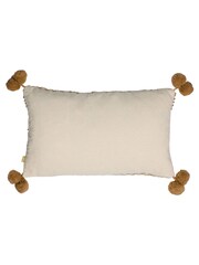 Furn Yellow Ayaan Woven Loop Tufted 100% Cotton Double Pom Pom Cushion - Image 2 of 6