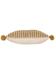 Furn Yellow Ayaan Woven Loop Tufted 100% Cotton Double Pom Pom Cushion - Image 3 of 6