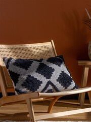furn. Black Lamar Geometric Tufted Loop Cotton Cushion - Image 1 of 7
