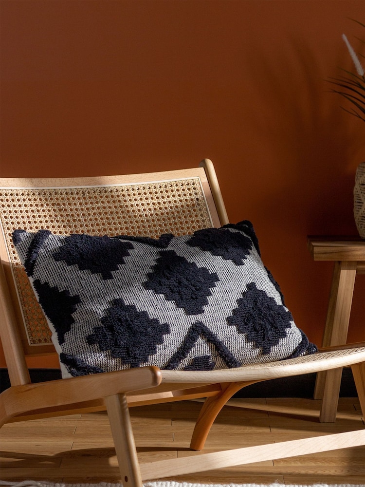 furn. Black Lamar Geometric Tufted Loop Cotton Cushion - Image 1 of 7 furn. Black Lamar Geometric Tufted Loop Cotton Cushion - Image 1 of 7