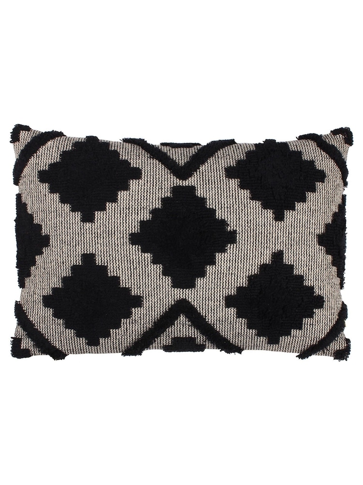 furn. Black Lamar Geometric Tufted Loop Cotton Cushion - Image 2 of 7 furn. Black Lamar Geometric Tufted Loop Cotton Cushion - Image 2 of 7