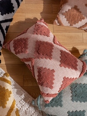 furn. Black Lamar Geometric Tufted Loop Cotton Cushion - Image 6 of 7