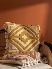 furn. Yellow Kalai Geometric Tufted Woven Cotton Cushion - Image 1 of 7