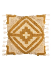 furn. Yellow Kalai Geometric Tufted Woven Cotton Cushion - Image 2 of 7