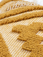 furn. Yellow Kalai Geometric Tufted Woven Cotton Cushion - Image 6 of 7