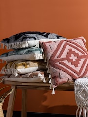 furn. Yellow Kalai Geometric Tufted Woven Cotton Cushion - Image 7 of 7