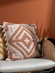 furn. Brown Kalai Geometric Tufted Woven Cotton Cushion - Image 1 of 6