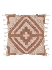 furn. Brown Kalai Geometric Tufted Woven Cotton Cushion - Image 3 of 6