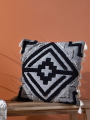 furn. Black Kalai Geometric Tufted Woven Cotton Cushion - Image 1 of 7
