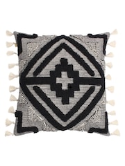 furn. Black Kalai Geometric Tufted Woven Cotton Cushion - Image 2 of 7