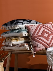 furn. Black Kalai Geometric Tufted Woven Cotton Cushion - Image 7 of 7