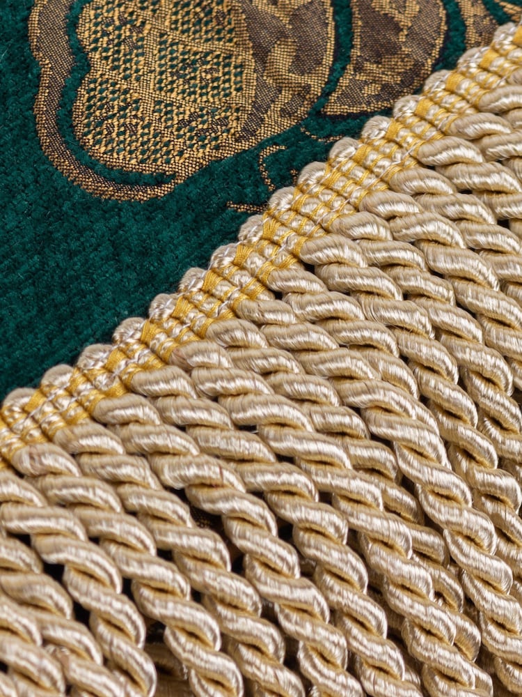 Riva Paoletti Green Shiraz Jacquard Floral Fringed Throw - Image 3 of 3