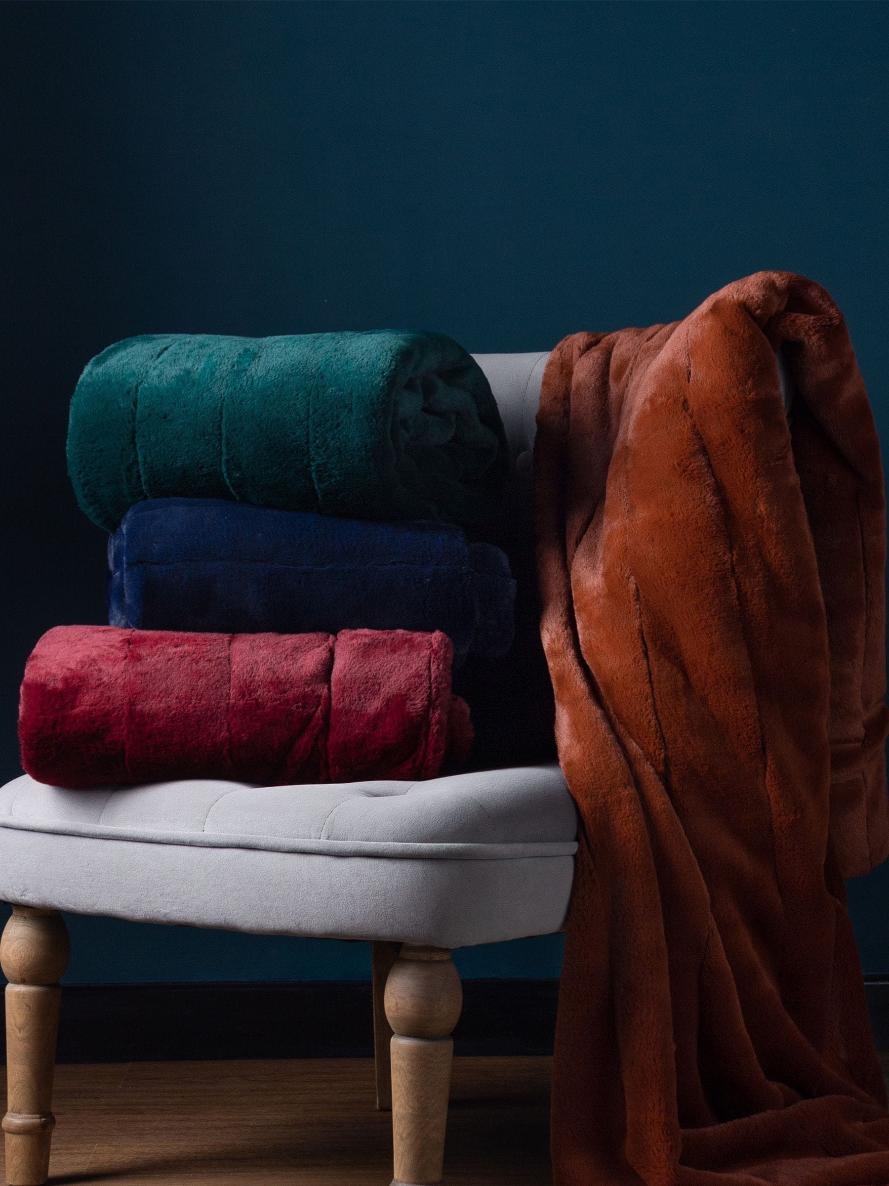 Buy Riva Home Navy Empress Soft Faux Fur Throw from the Next UK