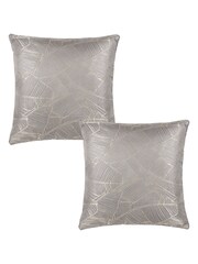 Wylder Grey Seymour Embroidered Woven Jacquard Piped Cushion 2 Pack - Image 1 of 6