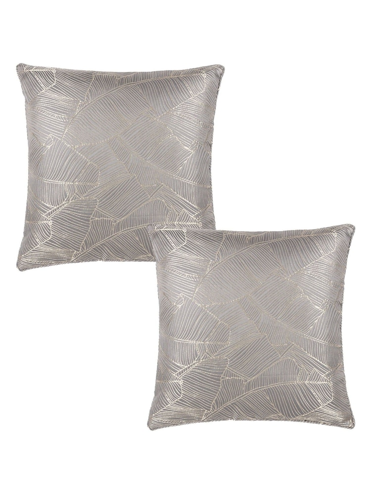 Wylder Grey Seymour Embroidered Woven Jacquard Piped Cushion 2 Pack - Image 1 of 6