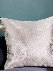 Wylder Grey Seymour Embroidered Woven Jacquard Piped Cushion 2 Pack - Image 4 of 6