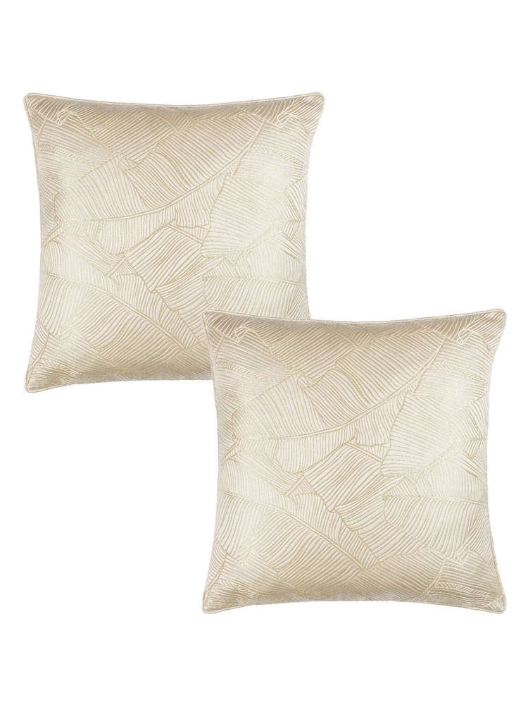 Wylder 2 Pack Natural Seymour Embroidered Woven Jacquard Piped Cushions - Image 1 of 6