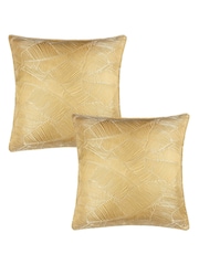 Wylder 2 Pack Gold Seymour Embroidered Woven Jacquard Piped Cushions - Image 1 of 6