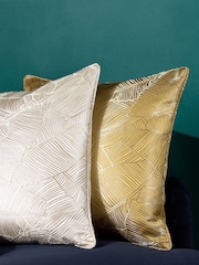 Wylder 2 Pack Gold Seymour Embroidered Woven Jacquard Piped Cushions - Image 4 of 6