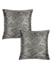 Wylder 2 Pack Black Seymour Embroidered Woven Jacquard Piped Cushions - Image 1 of 6