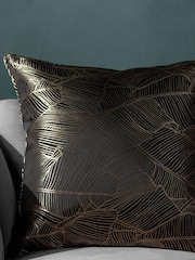 Wylder 2 Pack Black Seymour Embroidered Woven Jacquard Piped Cushions - Image 4 of 6