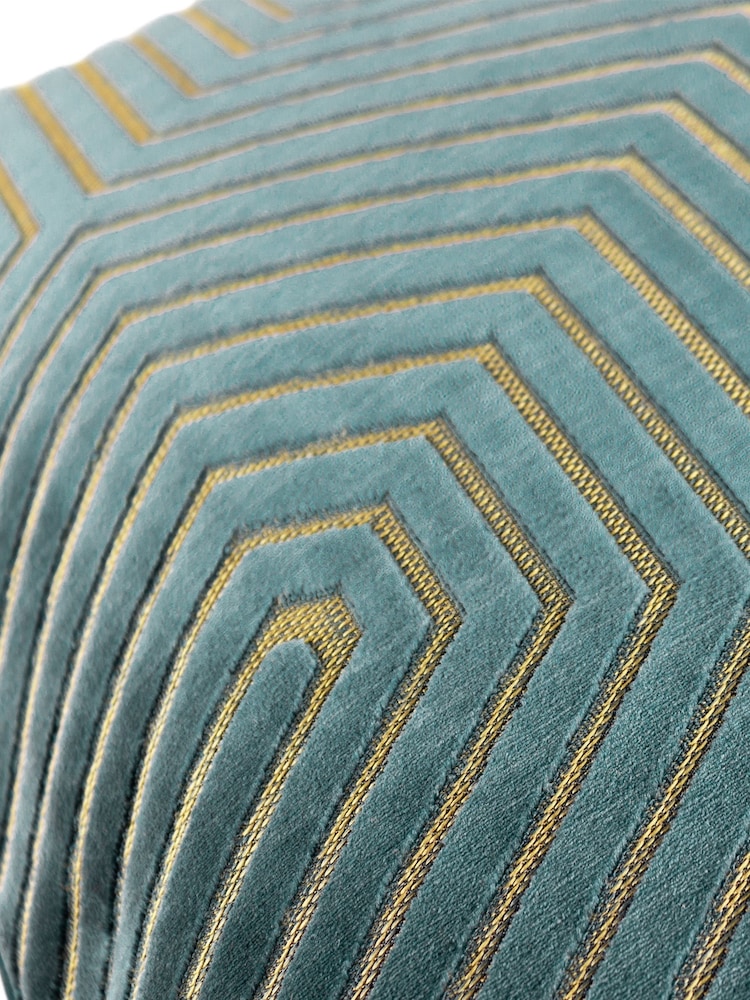 Riva Paoletti 2 Pack Evoke Geometric Cut Velvet Cushions - Image 4 of 6