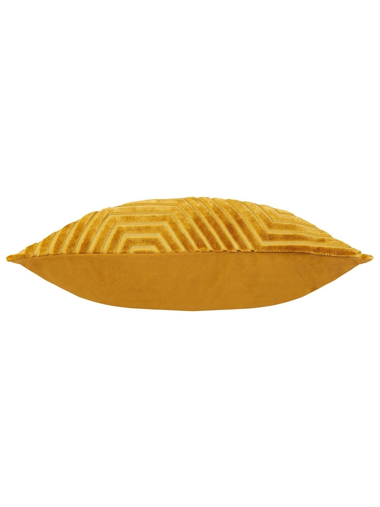 Riva Paoletti Gold Evoke Geometric Cut Velvet Cushion 2 Pack - Image 3 of 6