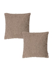 The Linen Yard Taupe Brown 2 Pack Cabu Chunky Textured Bouclé Cushions - Image 1 of 6