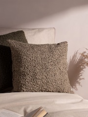 The Linen Yard Taupe Brown 2 Pack Cabu Chunky Textured Bouclé Cushions - Image 4 of 6