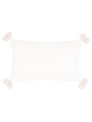 Furn Natural Ayaan Woven Loop Tufted 100% Cotton Double Pom Pom Cushion - Image 2 of 6