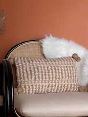 Furn Natural Ayaan Woven Loop Tufted 100% Cotton Double Pom Pom Cushion - Image 4 of 6